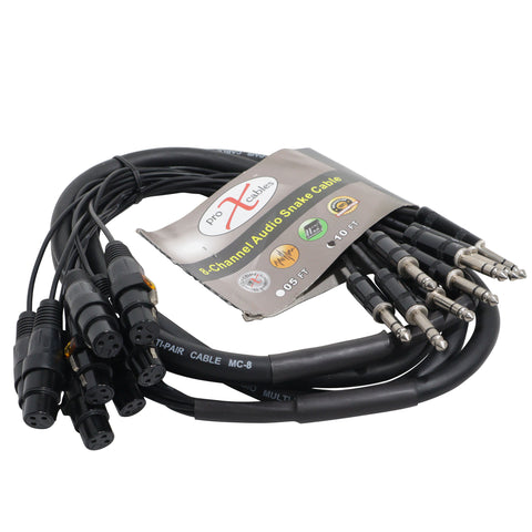 10' Ft High Performance 8-Channel Snake Cable XLR-F to 1/4