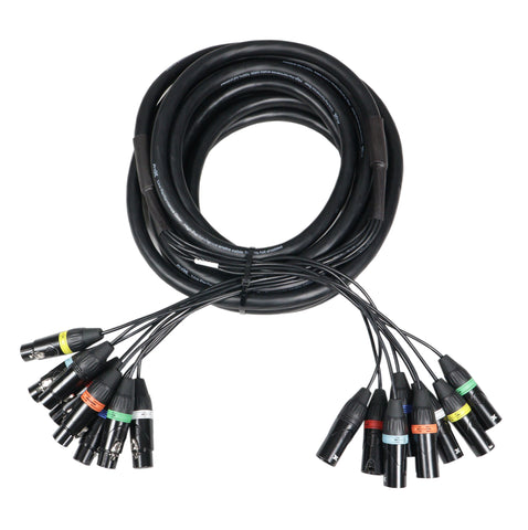 25' Ft. High Performance 8-Channel XLR-F to XLR-M Balanced Snake Audio Cable
