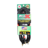15' Ft High Performance 3.5mm 1/8” Mini TRS to Dual RCA-M Unbalanced Y-Cable