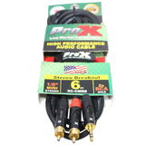6' Ft High Performance 3.5mm 1/8” Mini TRS to Dual RCA-M Unbalanced Y-Cable