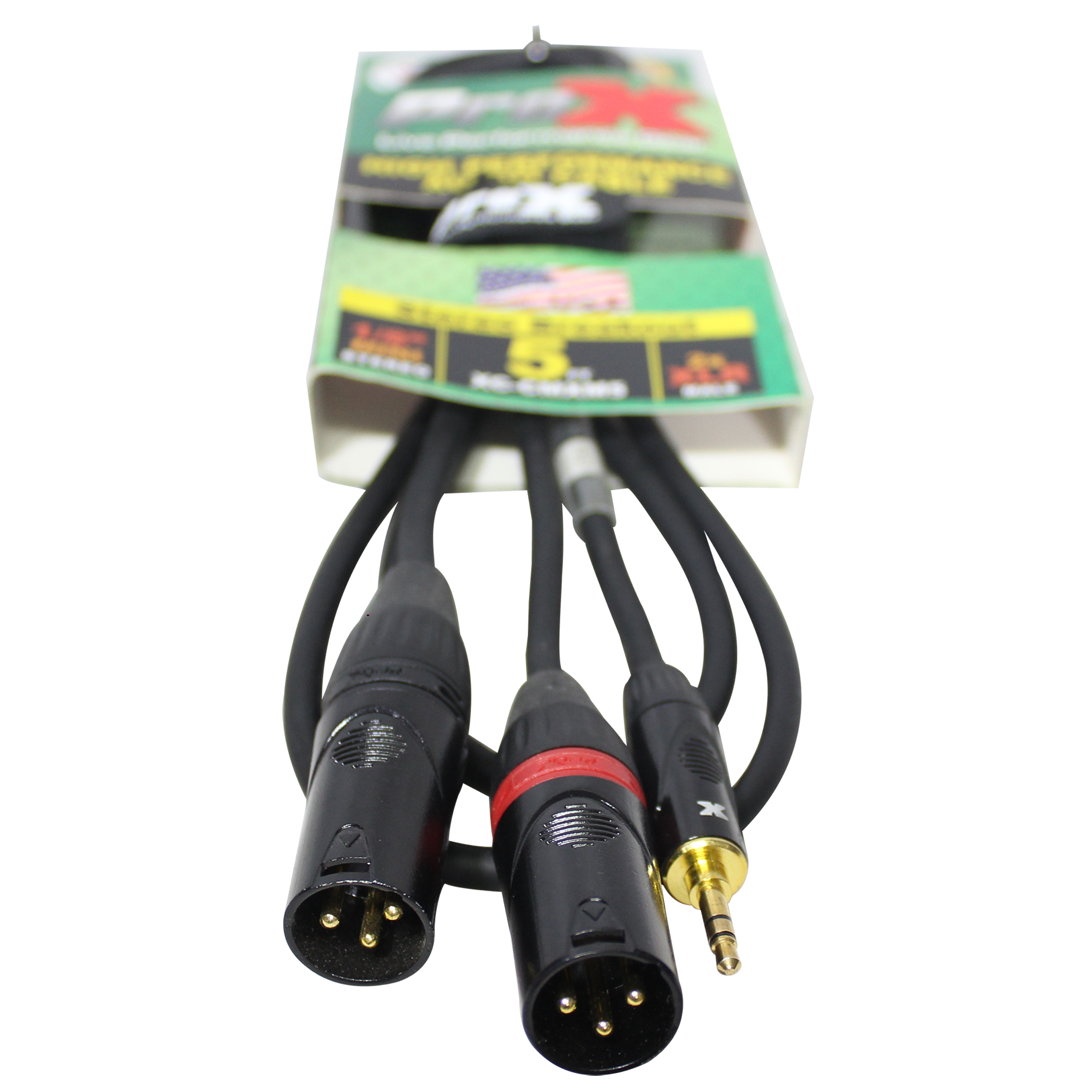 5 Ft. 3.5mm Mini TRS-M to Dual XLR3-M High Performance Audio Y Cable