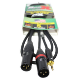 5 Ft. 3.5mm Mini TRS-M to Dual XLR3-M High Performance Audio Y Cable