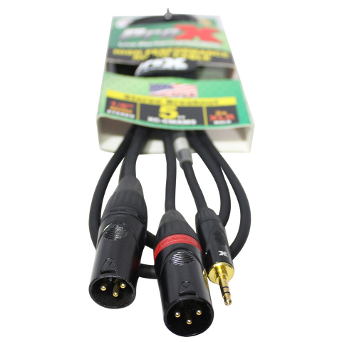 5 Ft. 3.5mm Mini TRS-M to Dual XLR3-M High Performance Audio Y Cable
