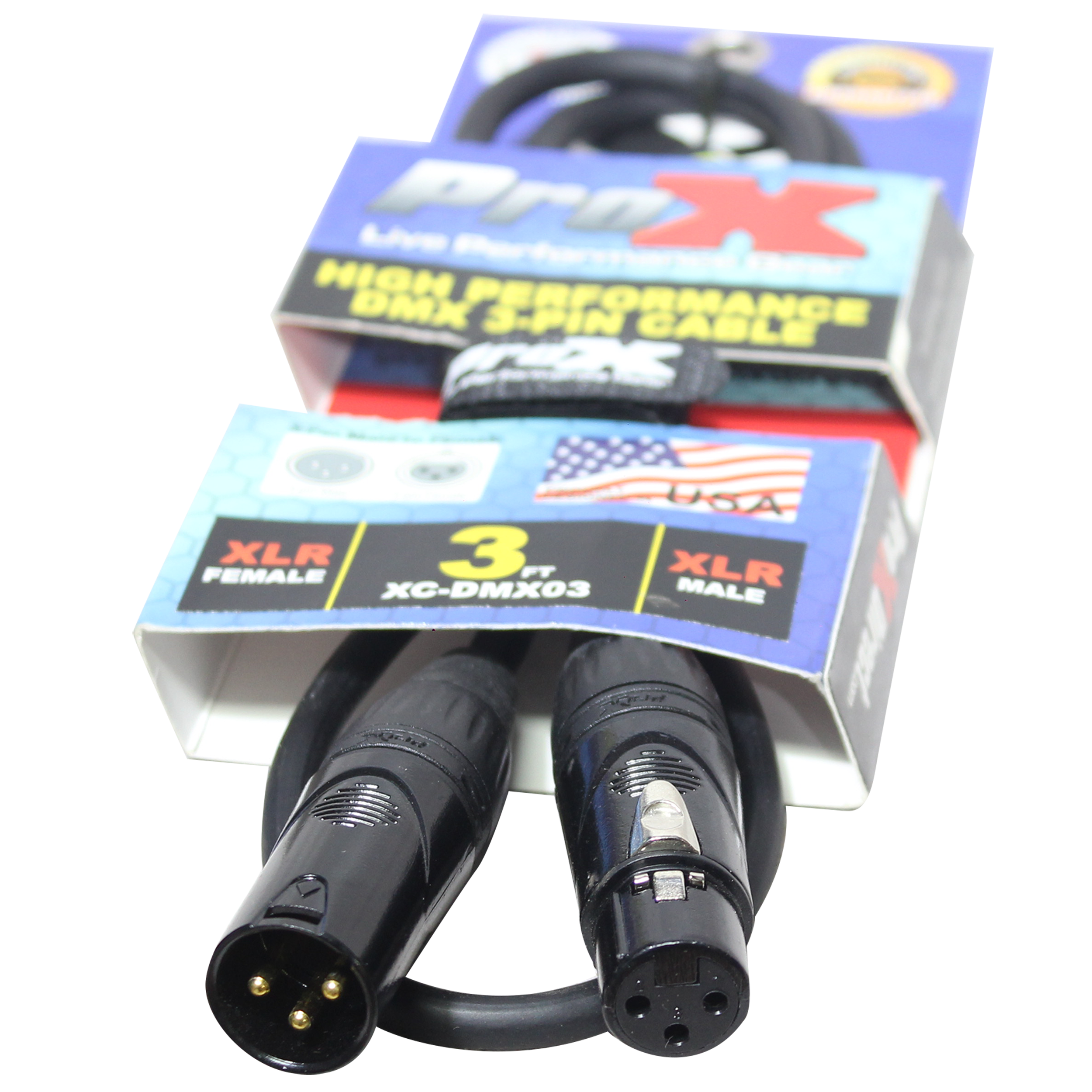 3 Ft. High Performance DMX Male 3-Pin to DMX Female 3-Pin Coupler Patch Cable