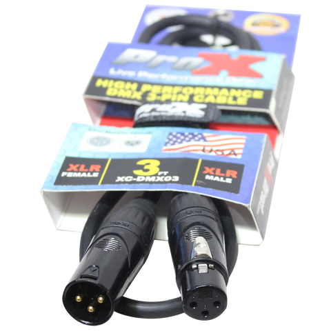 3 Ft. High Performance DMX Male 3-Pin to DMX Female 3-Pin Coupler Patch Cable