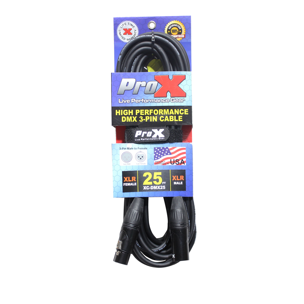 25 Ft. High Performance DMX Male 3-Pin to DMX Female 3-Pin Coupler Patch Cable