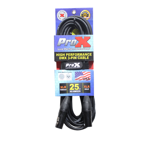 25 Ft. High Performance DMX Male 3-Pin to DMX Female 3-Pin Coupler Patch Cable