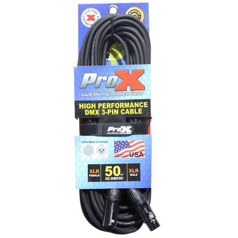50 Ft. High Performance DMX Male 3-Pin to DMX Female 3-Pin Cable