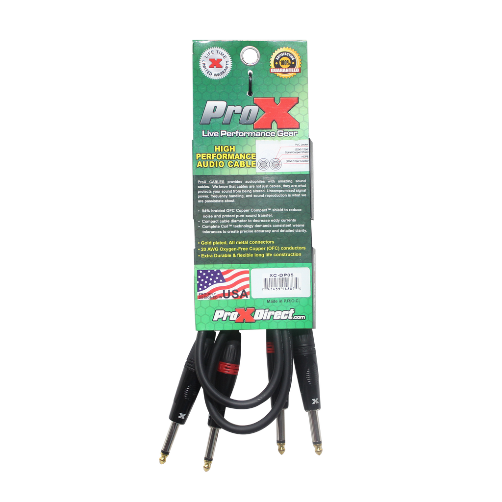 5' Ft. High Performance 1/4” TS Male to Dual 1/4” TS Male Unbalanced Audio Cable