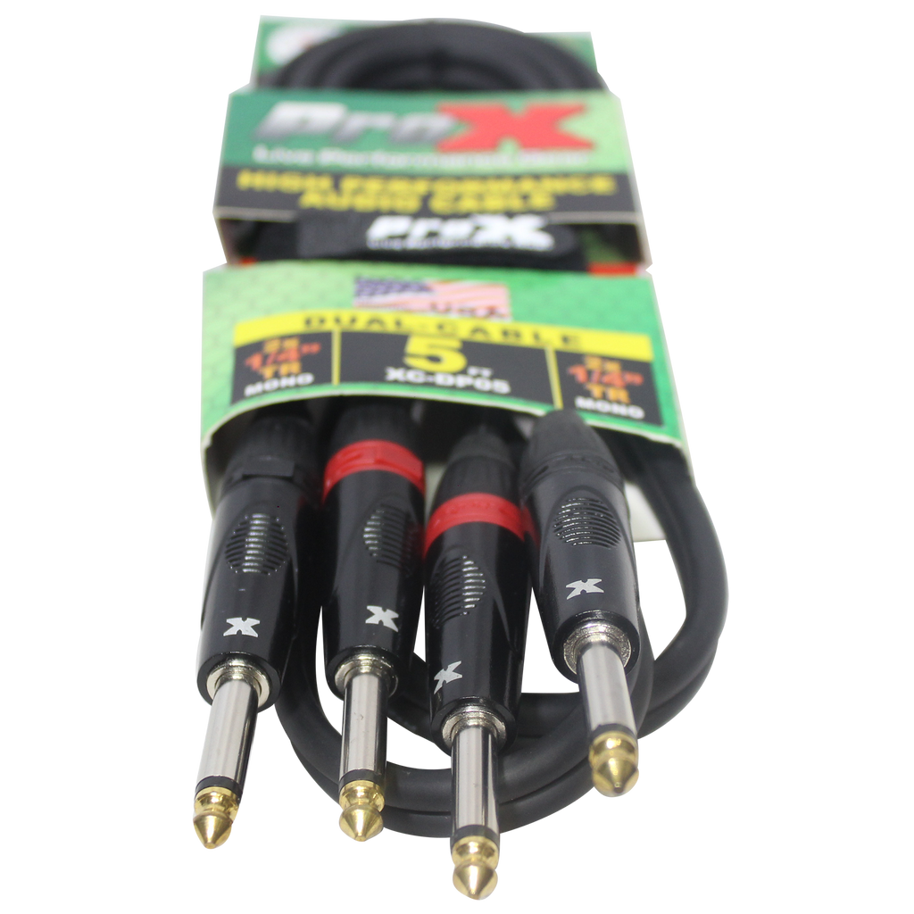 5' Ft. High Performance 1/4” TS Male to Dual 1/4” TS Male Unbalanced Audio Cable