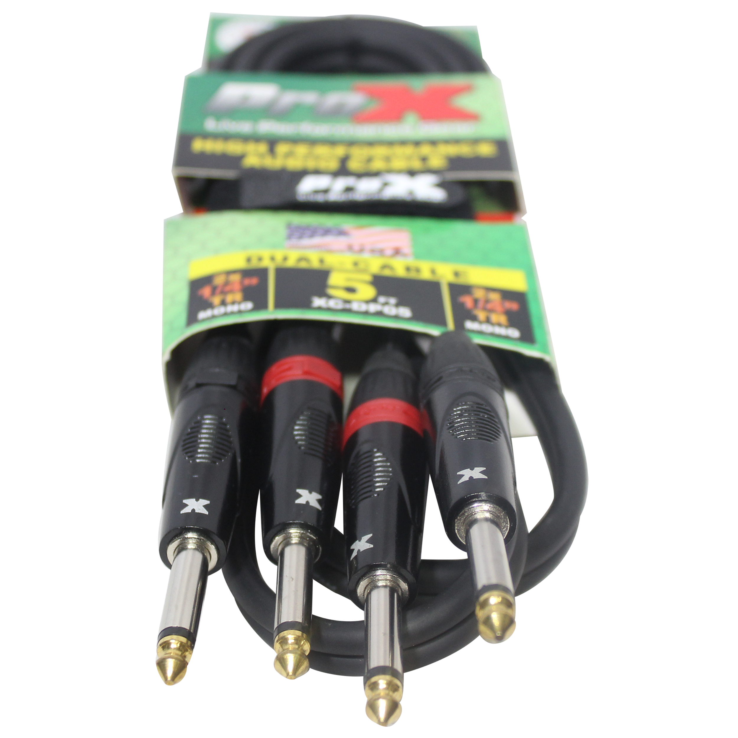 5' Ft. High Performance 1/4” TS Male to Dual 1/4” TS Male Unbalanced Audio Cable
