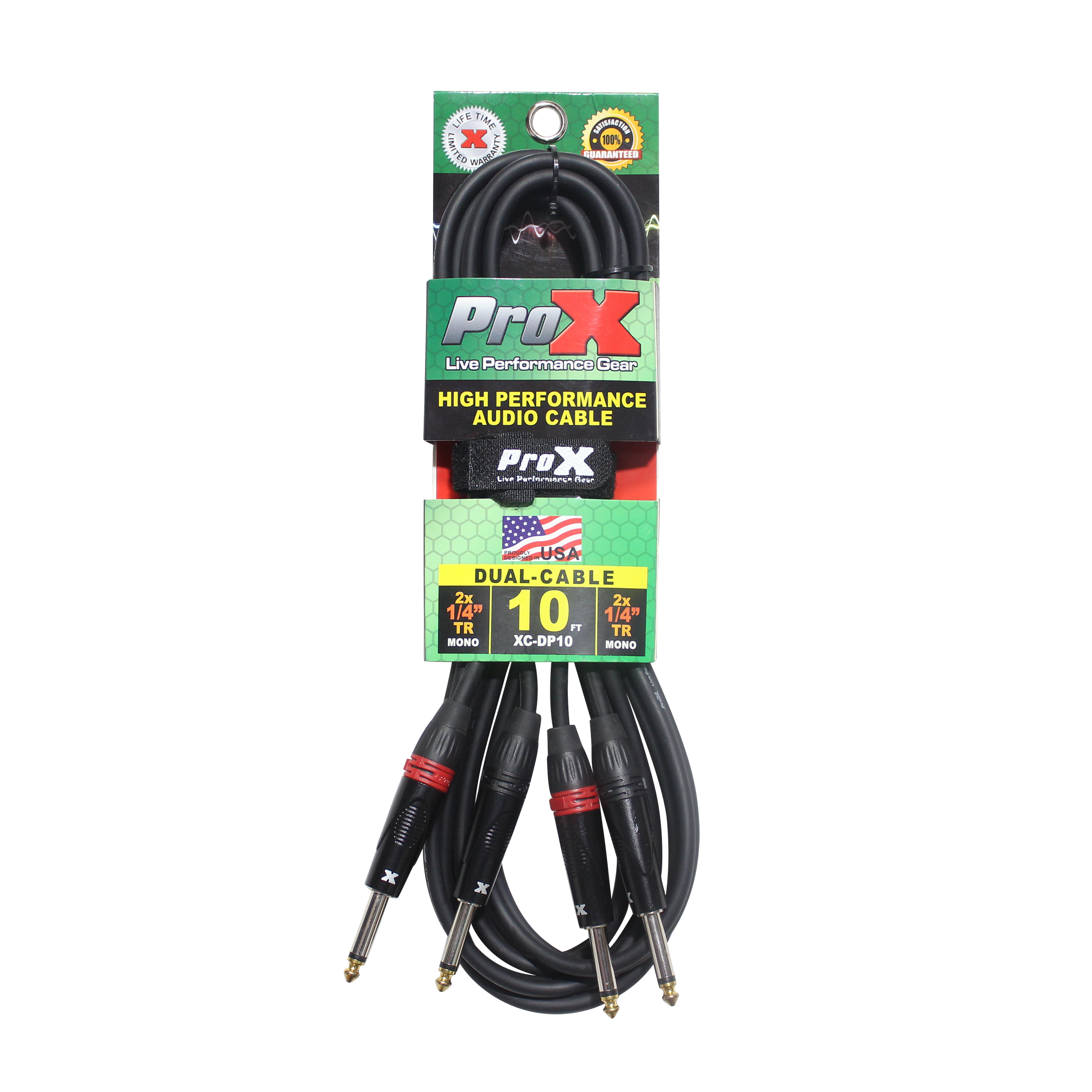 10' Ft. High Performance 1/4” TS Male to Dual 1/4” TS Male Unbalanced Audio Cable