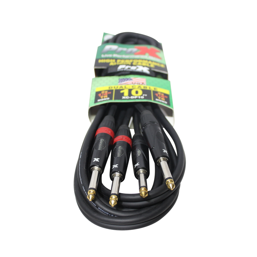 10' Ft. High Performance 1/4” TS Male to Dual 1/4” TS Male Unbalanced Audio Cable