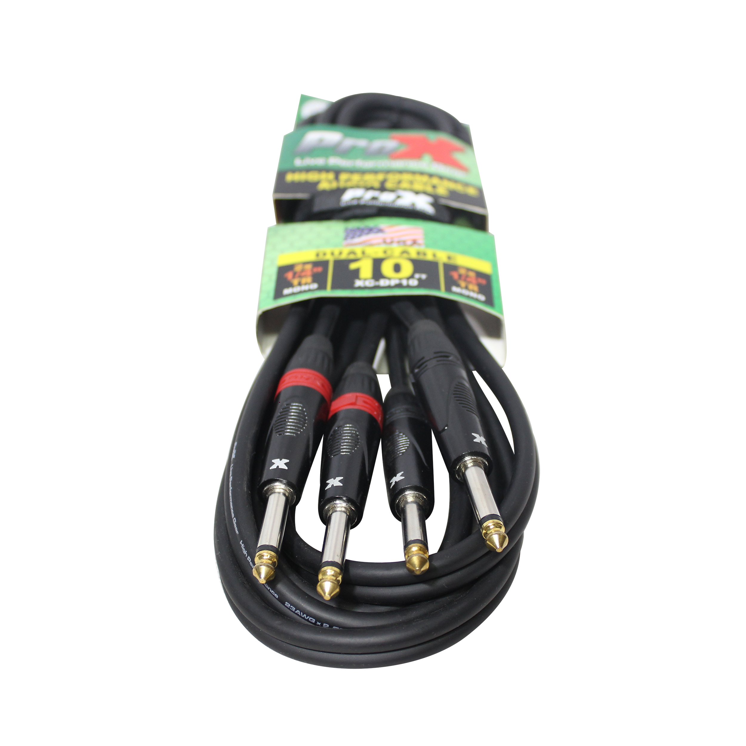 10' Ft. High Performance 1/4” TS Male to Dual 1/4” TS Male Unbalanced Audio Cable