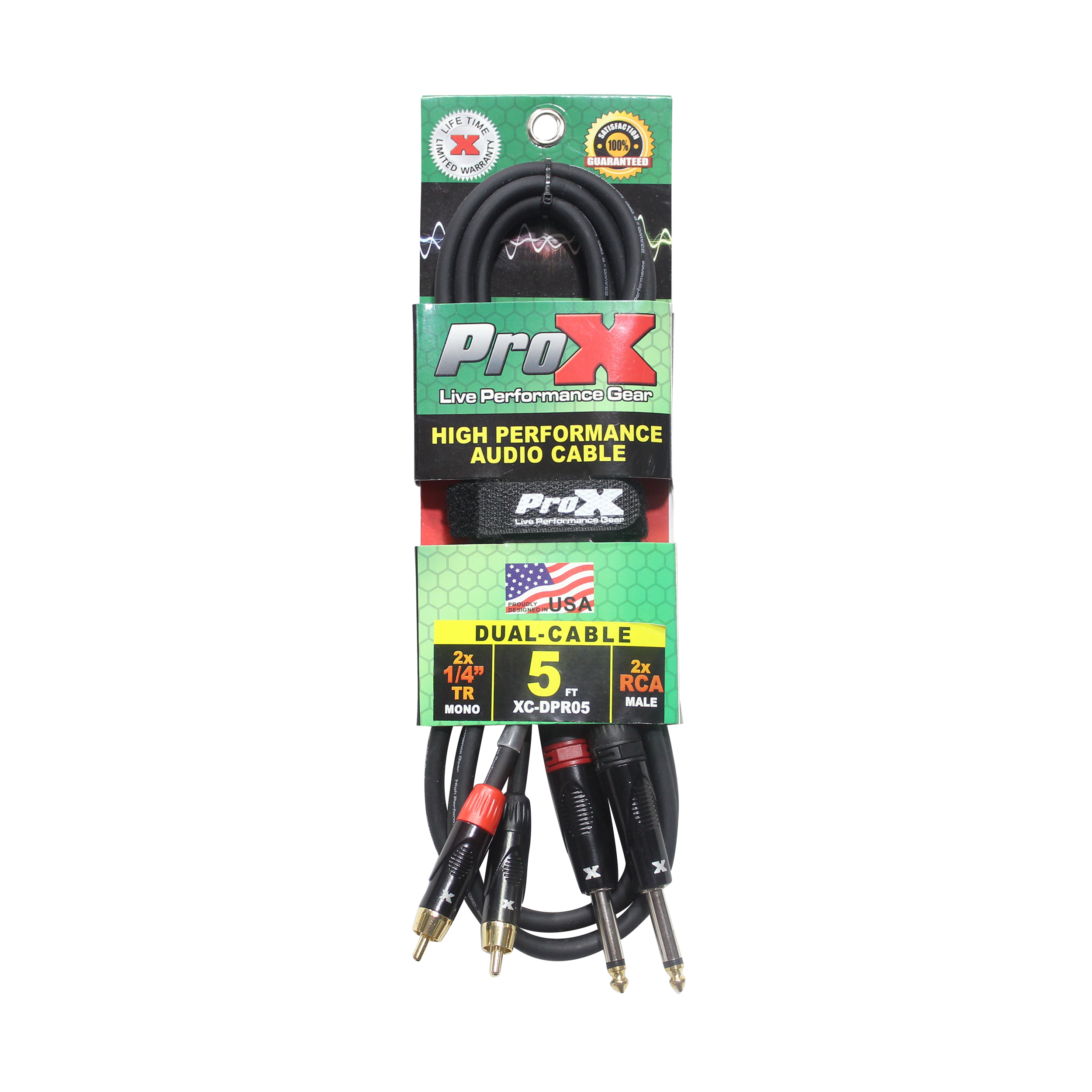 5' Ft. High Performance 1/4” Male TS to Dual RCA Male Unbalanced Audio Cable