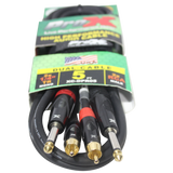 5' Ft. High Performance 1/4” Male TS to Dual RCA Male Unbalanced Audio Cable