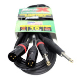 10' Ft. High Performance Dual 1/4” TS Male to Dual XLR Male Unbalanced Audio Cable
