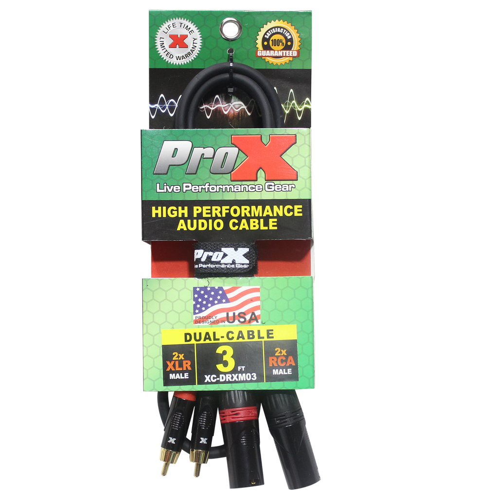 3' Ft. Premium Dual XLR to Dual RCA Audio Cable