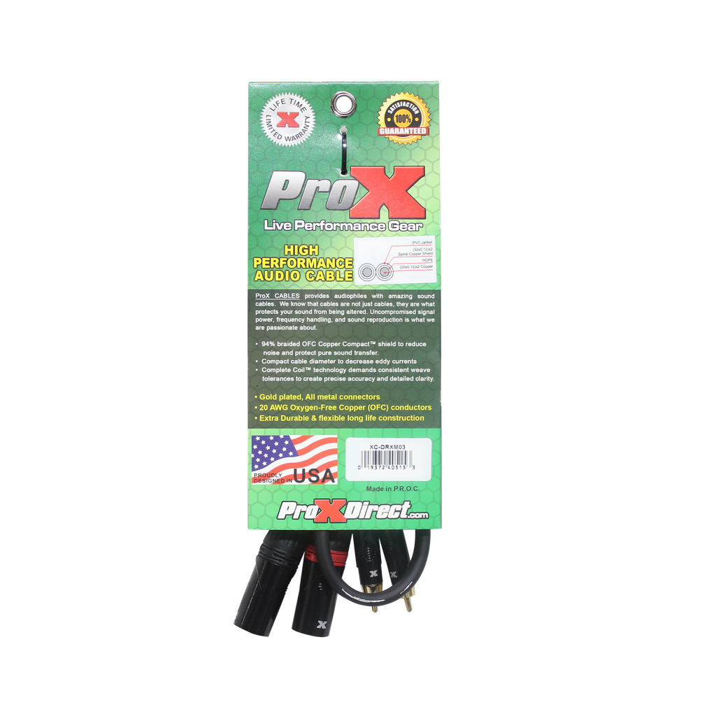 3' Ft. Premium Dual XLR to Dual RCA Audio Cable