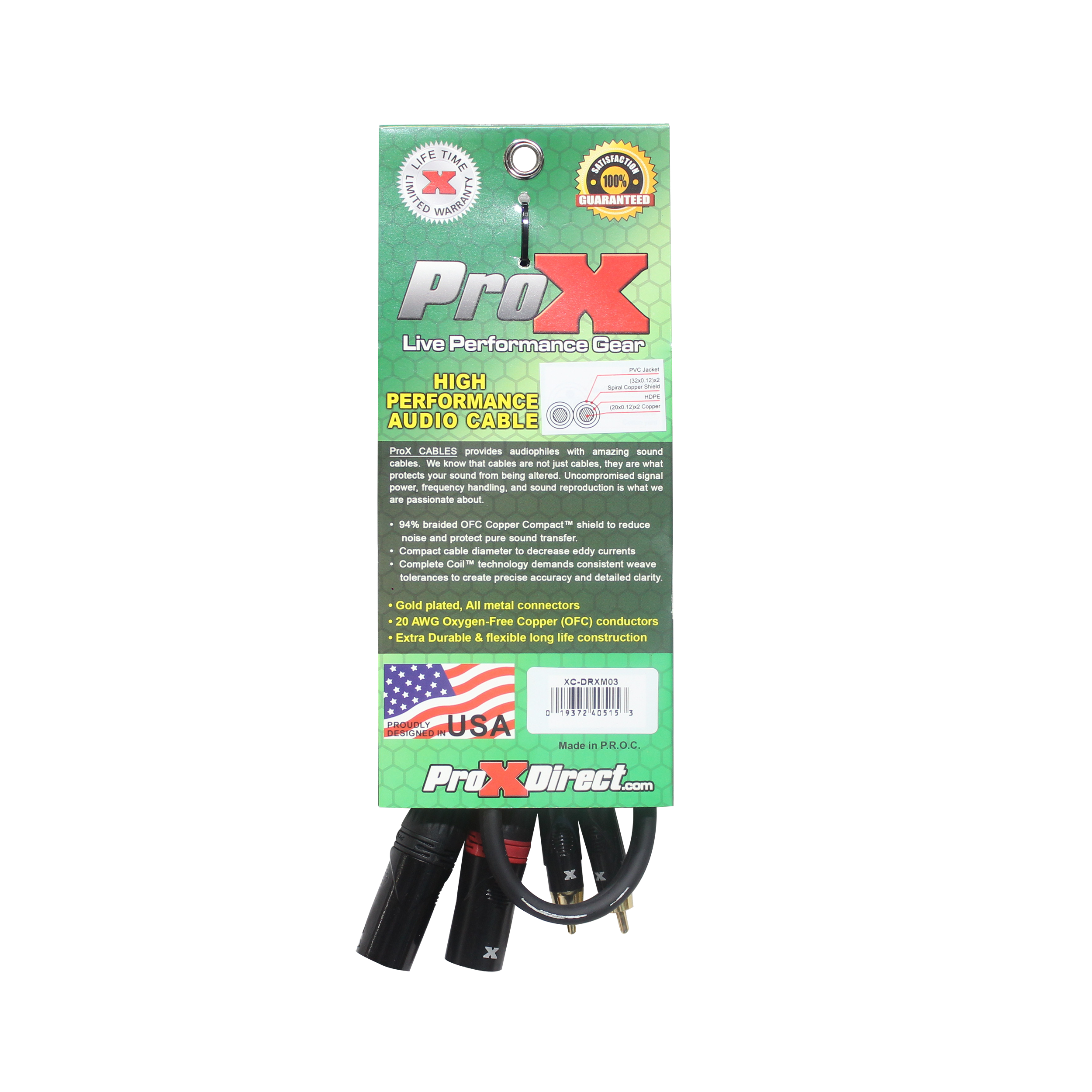 3' Ft. Premium Dual XLR to Dual RCA Audio Cable
