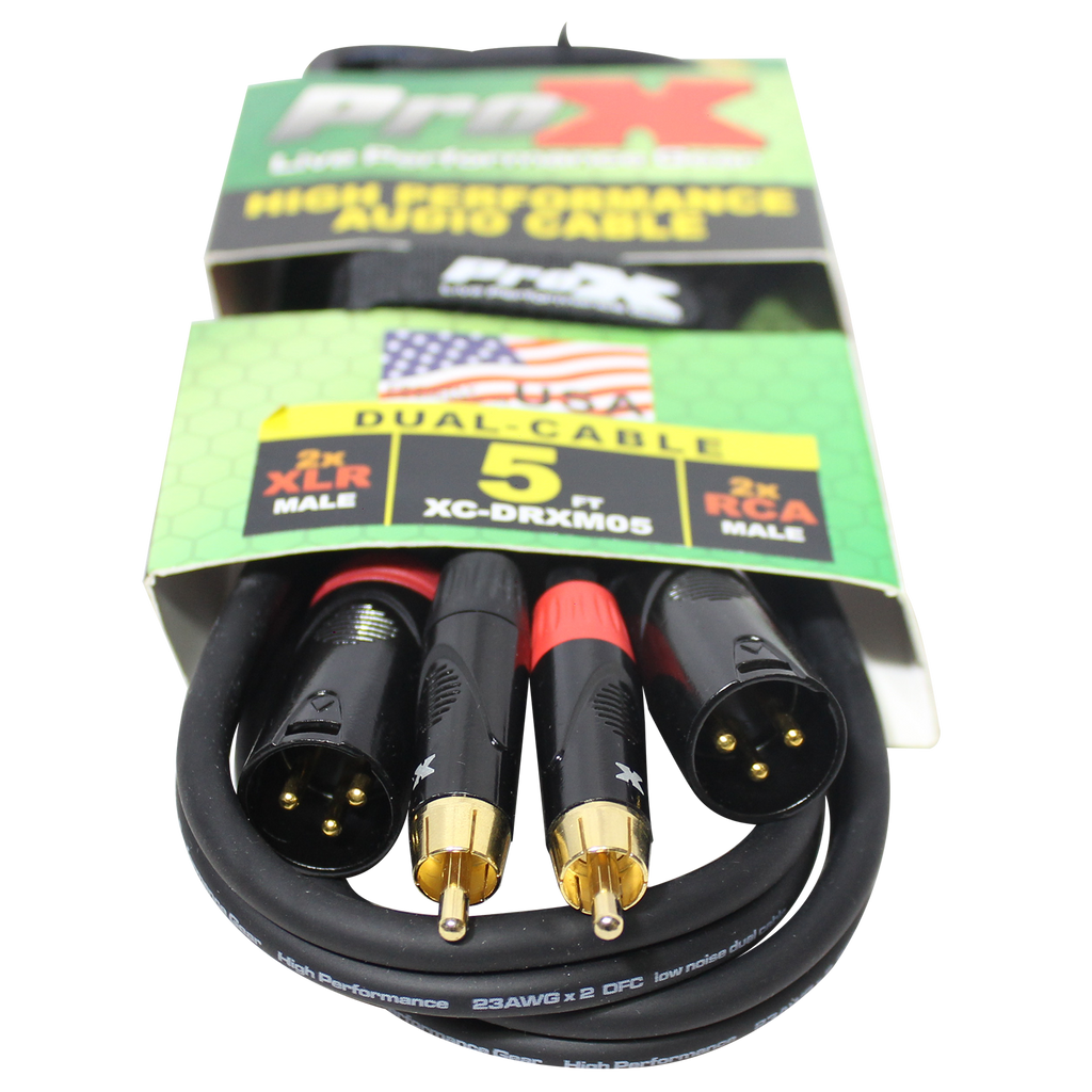 5 Ft. Unbalanced Dual RCA-M to Dual XLR3-M High Performance Audio Cable