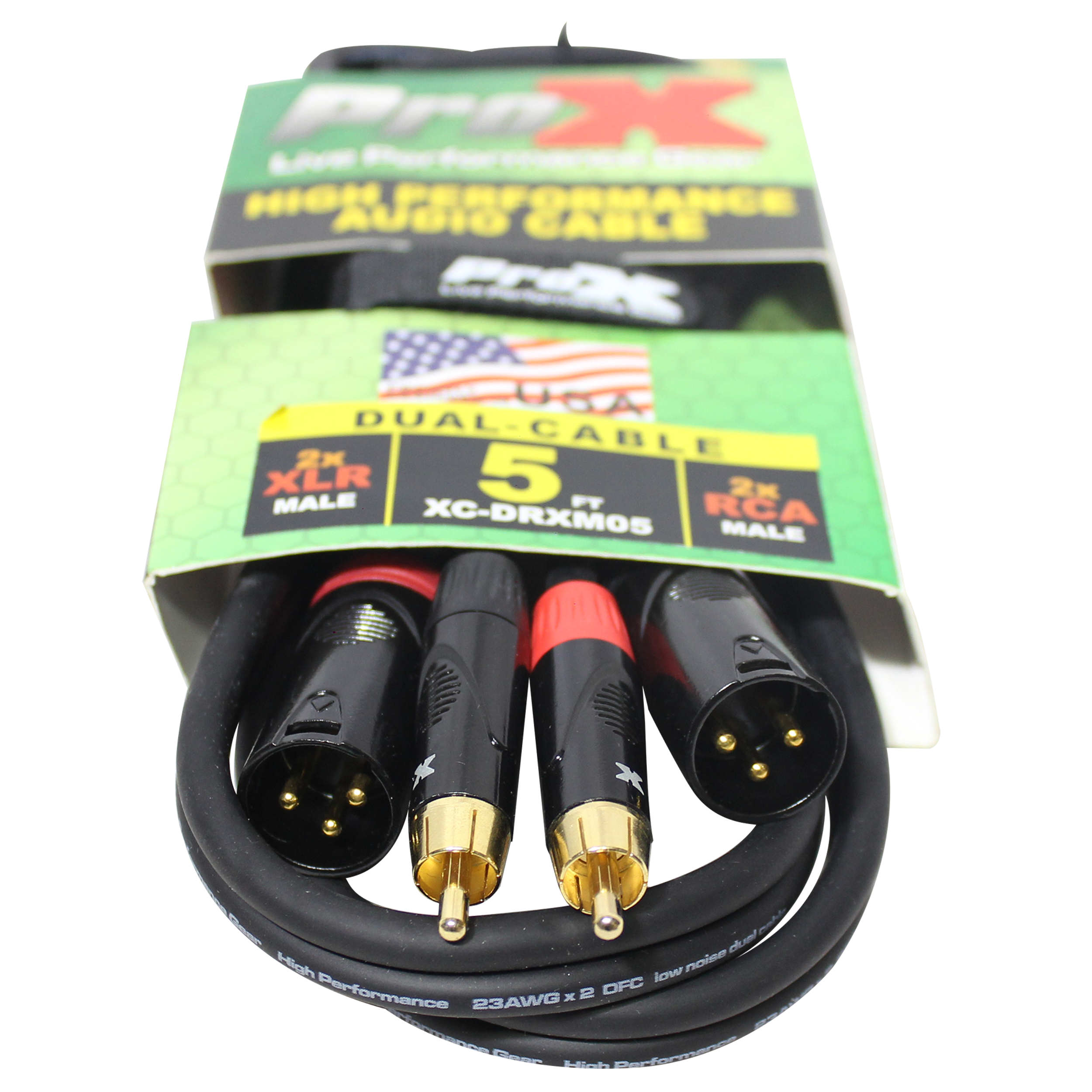 5 Ft. Unbalanced Dual RCA-M to Dual XLR3-M High Performance Audio Cable
