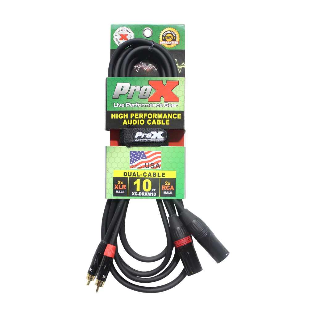 10 Ft. Unbalanced Dual RCA-M to Dual XLR3-M High Performance Audio Cable