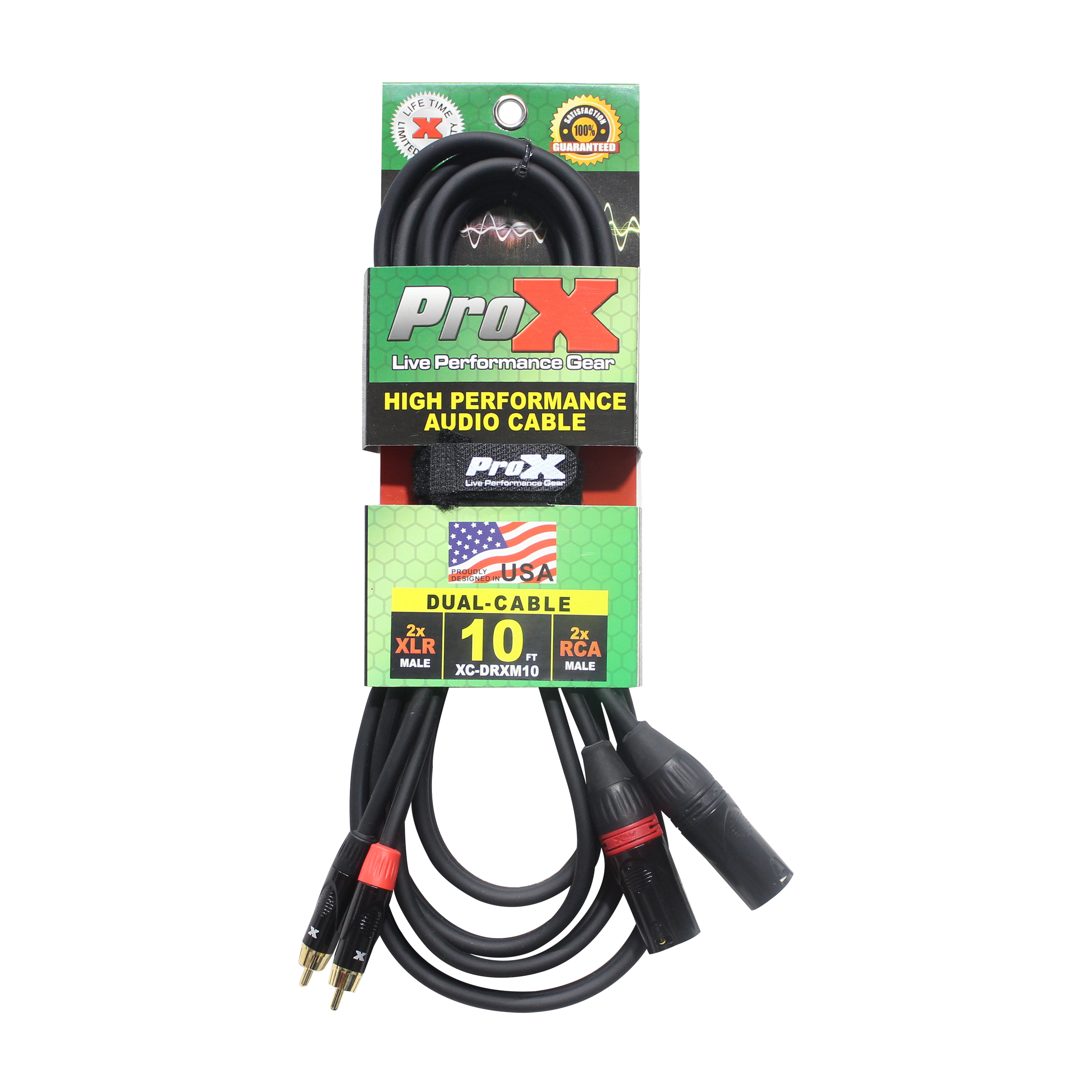 10 Ft. Unbalanced Dual RCA-M to Dual XLR3-M High Performance Audio Cable