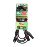 10 Ft. Unbalanced Dual RCA-M to Dual XLR3-M High Performance Audio Cable
