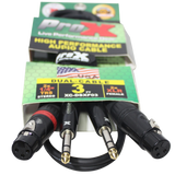3 Ft. Balanced Dual 1/4" TRS-M to Dual XLR3-F High Performance Audio Cable