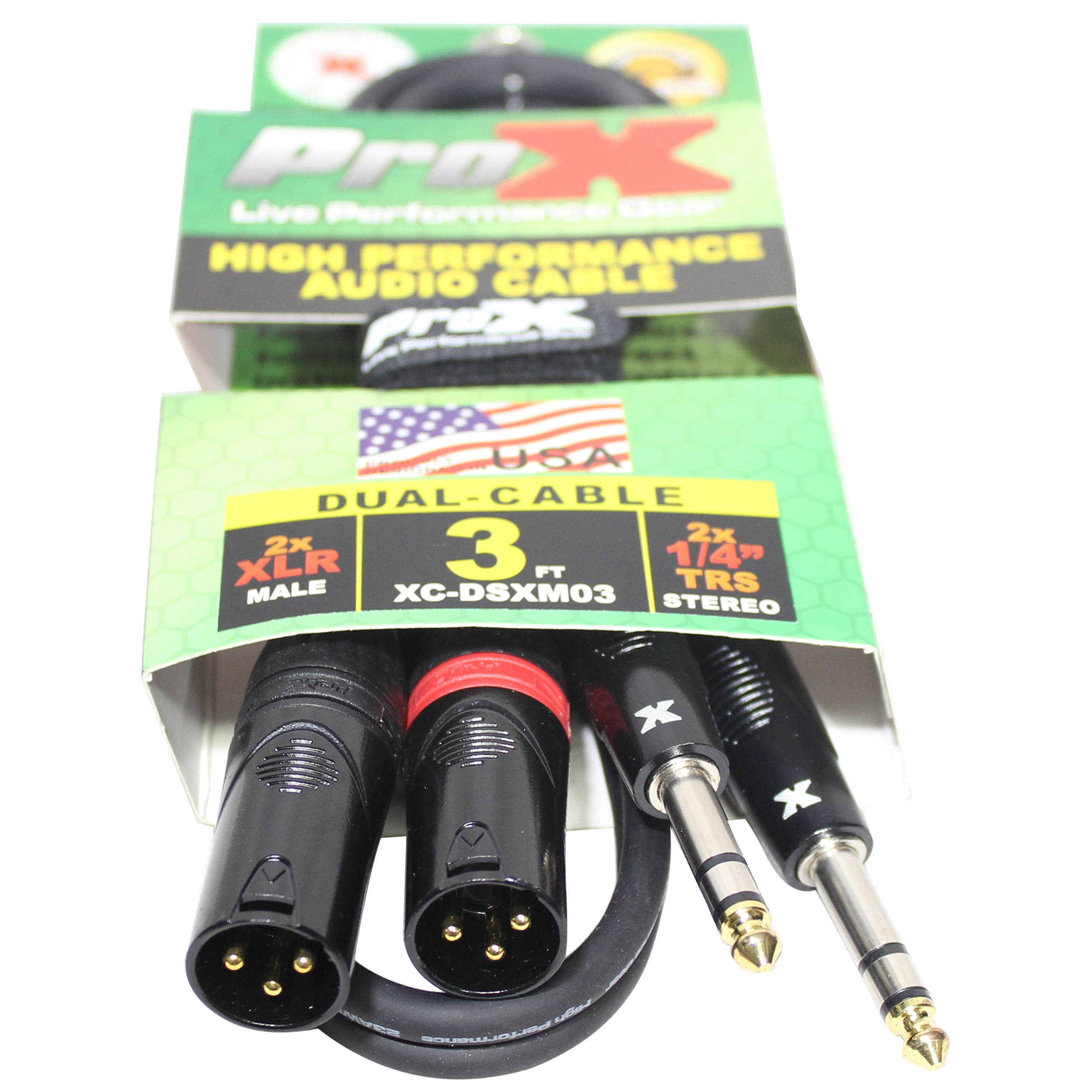 3 Ft. Balanced Dual 1/4" TRS-M to Dual XLR3-M High Performance Audio Cable