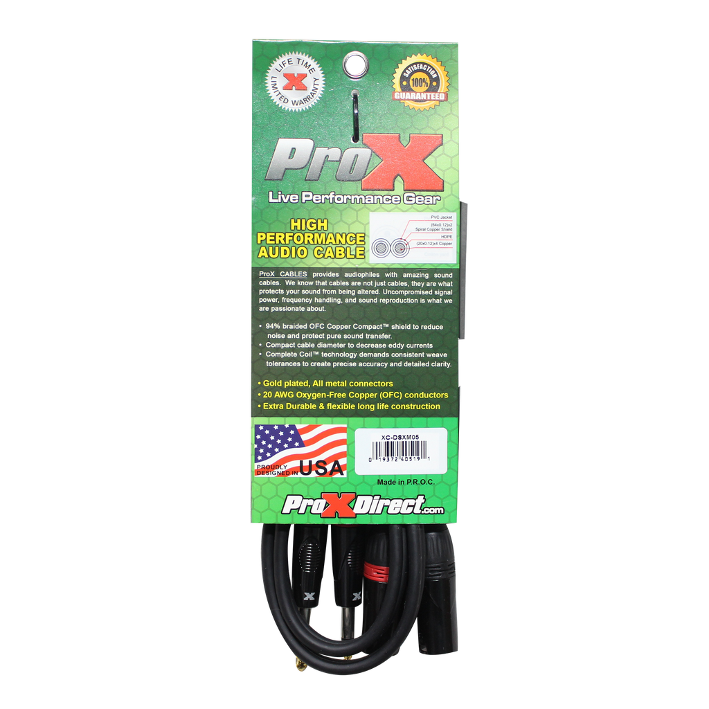 5 Ft. Balanced Dual 1/4" TRS-M to Dual XLR3-M High Performance Audio Cable