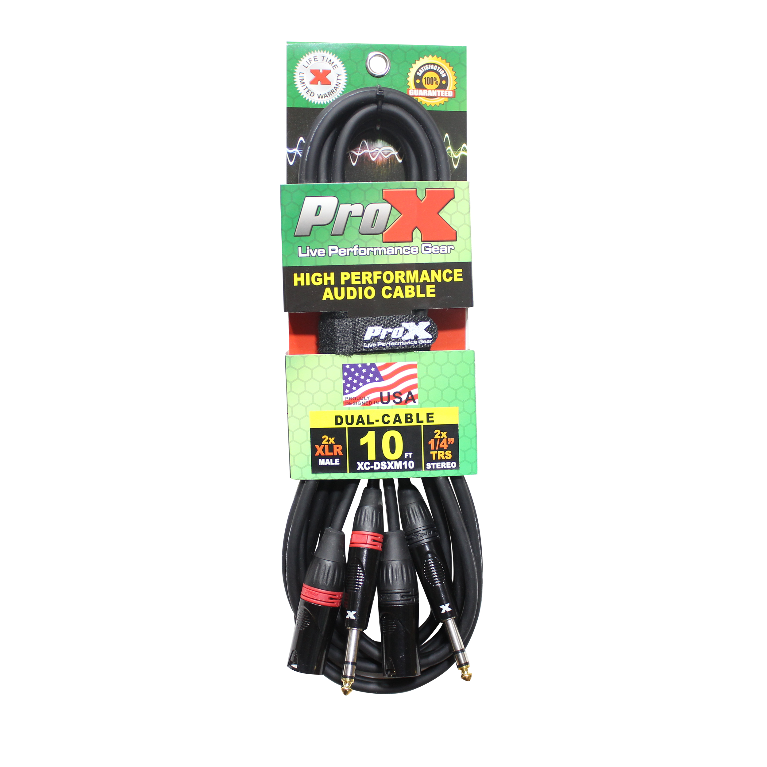 10 Ft. Balanced Dual 1/4" TRS-M to Dual XLR3-M High Performance Audio Cable