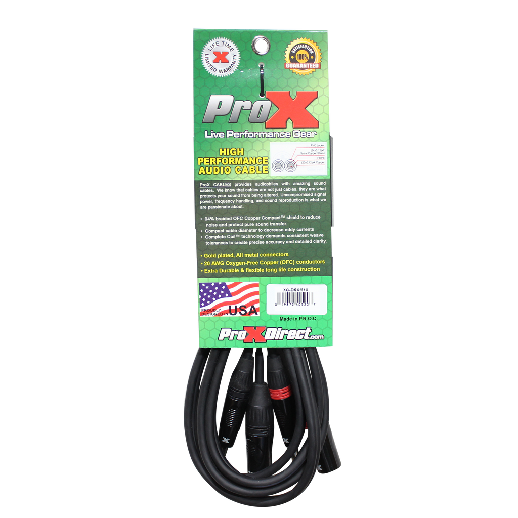 10 Ft. Balanced Dual 1/4" TRS-M to Dual XLR3-M High Performance Audio Cable
