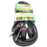 10 Ft. Balanced Dual 1/4" TRS-M to Dual XLR3-M High Performance Audio Cable