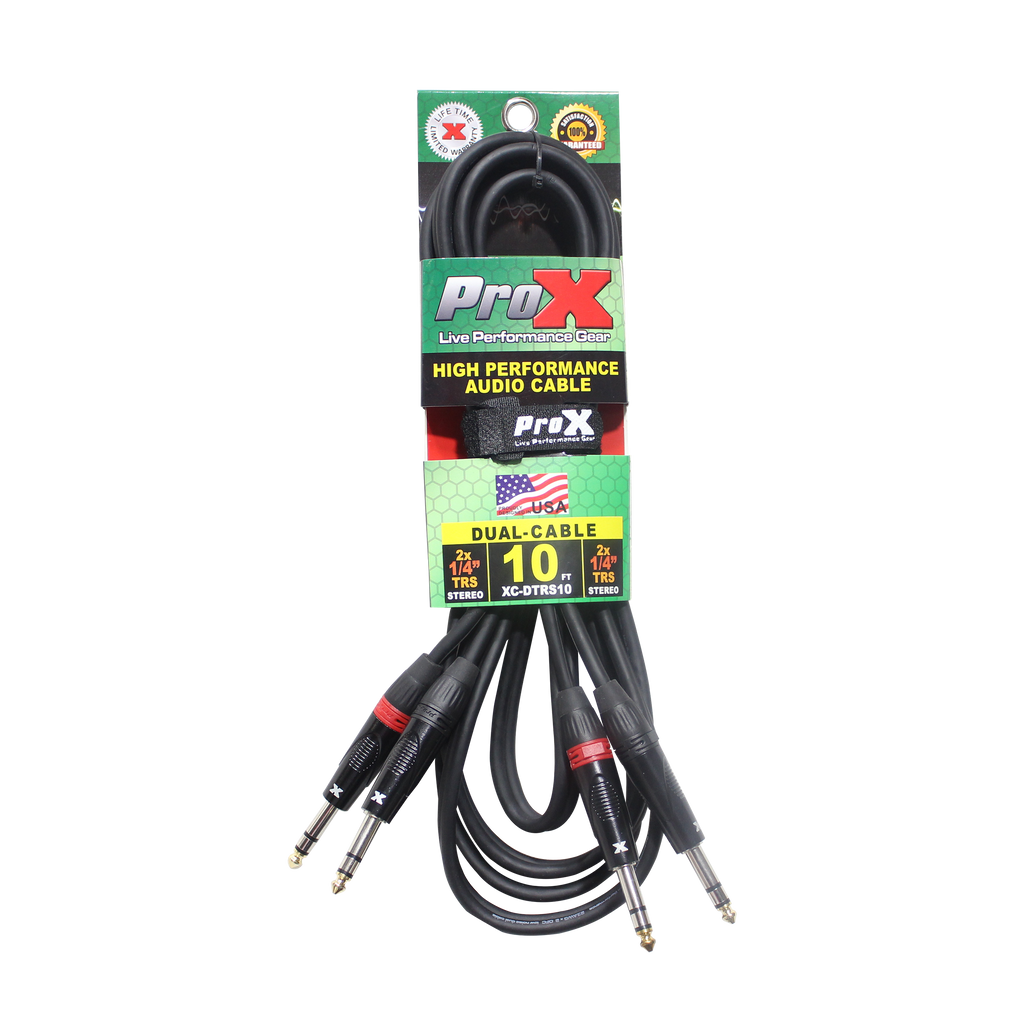 10 Ft. Balanced Dual 1/4" TRS-M to Dual 1/4" TRS-M High Performance Audio Cable
