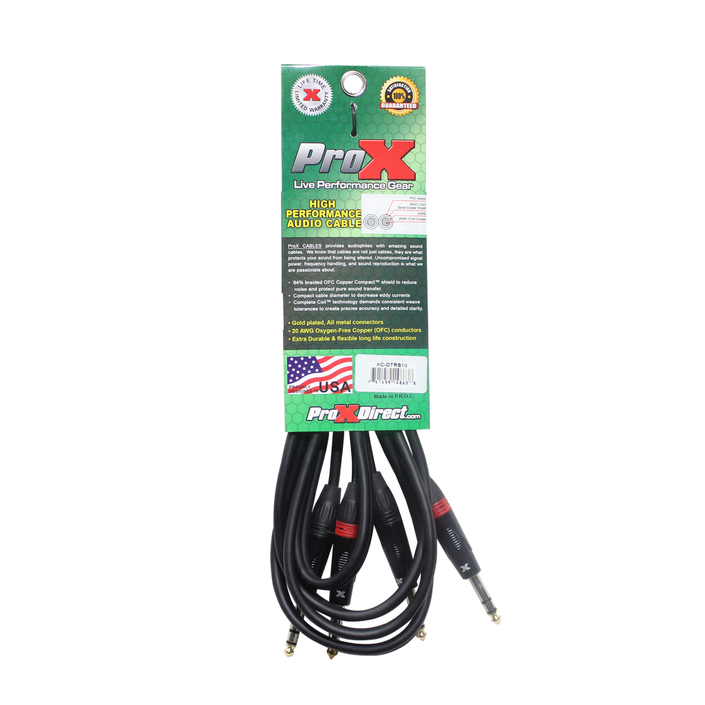 10 Ft. Balanced Dual 1/4" TRS-M to Dual 1/4" TRS-M High Performance Audio Cable