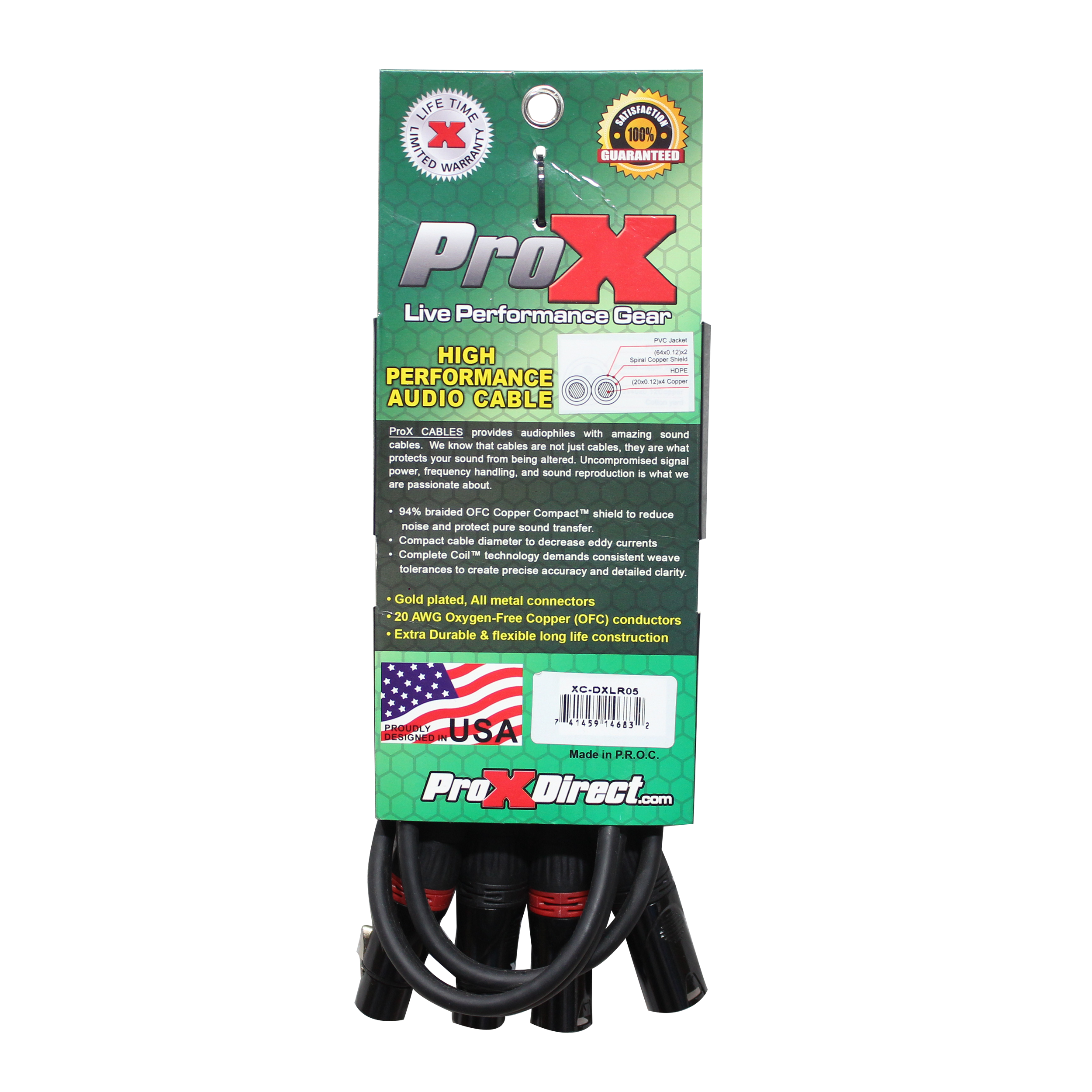 5' Ft High Performance Dual XLR-M to Dual-F XLR Audio Cable