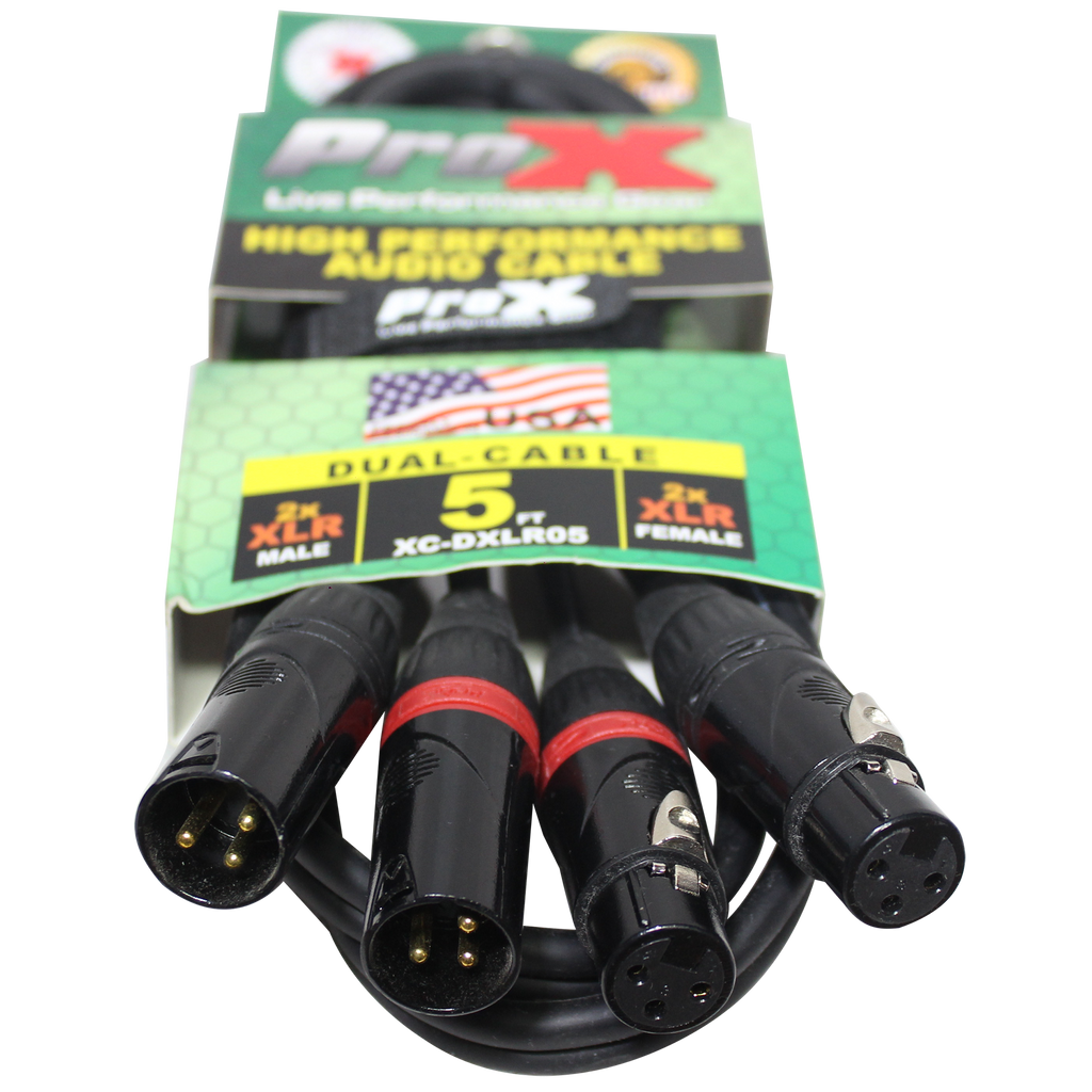 5' Ft High Performance Dual XLR-M to Dual-F XLR Audio Cable