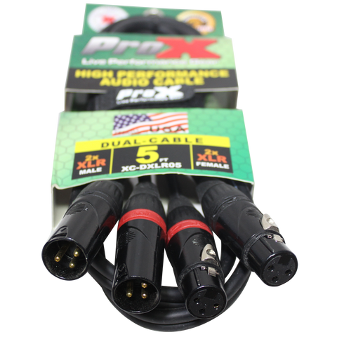 5' Ft High Performance Dual XLR-M to Dual-F XLR Audio Cable