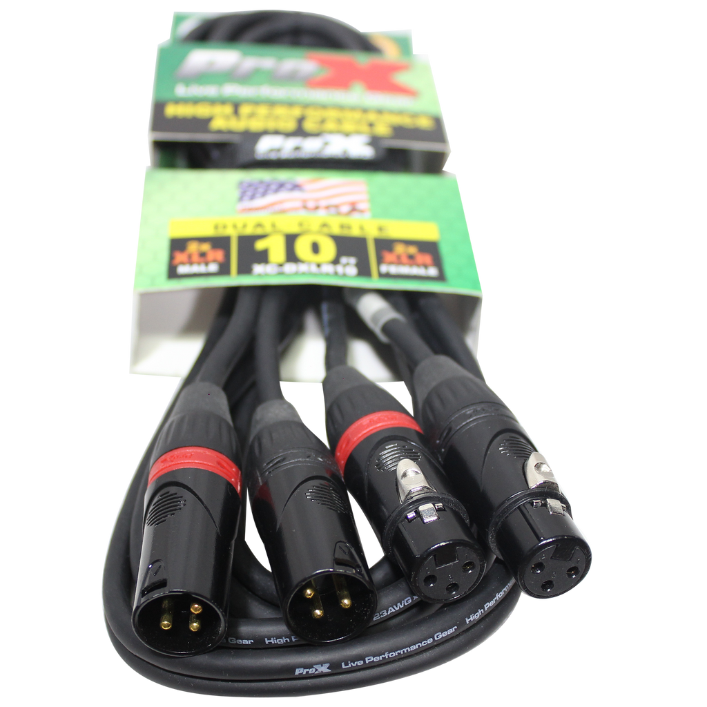 10' Ft. Balanced Dual XLR-M to Dual XLR-F High Performance Audio Cable