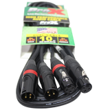 10' Ft. Balanced Dual XLR-M to Dual XLR-F High Performance Audio Cable