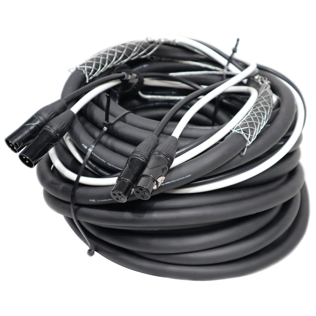 75' Ft High Performance Dual XLR-M to Dual XLR-F Audio Cable