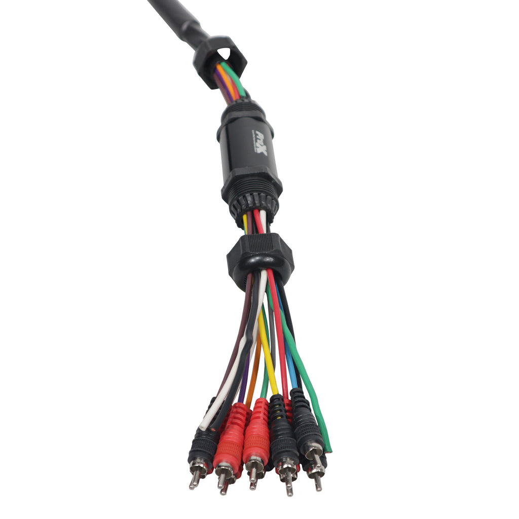 75' ft 10 RCA Channel + 3 Power Cable for Marine and Car Audio - Medusa Style Cable