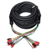 100' ft 10 RCA Channel + 3 Power Cable for Marine and Car Audio - Medusa Style Cable