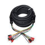 50' ft 10 RCA Channel + 3 Power Cable for Marine and Car Audio - Medusa Style Cable