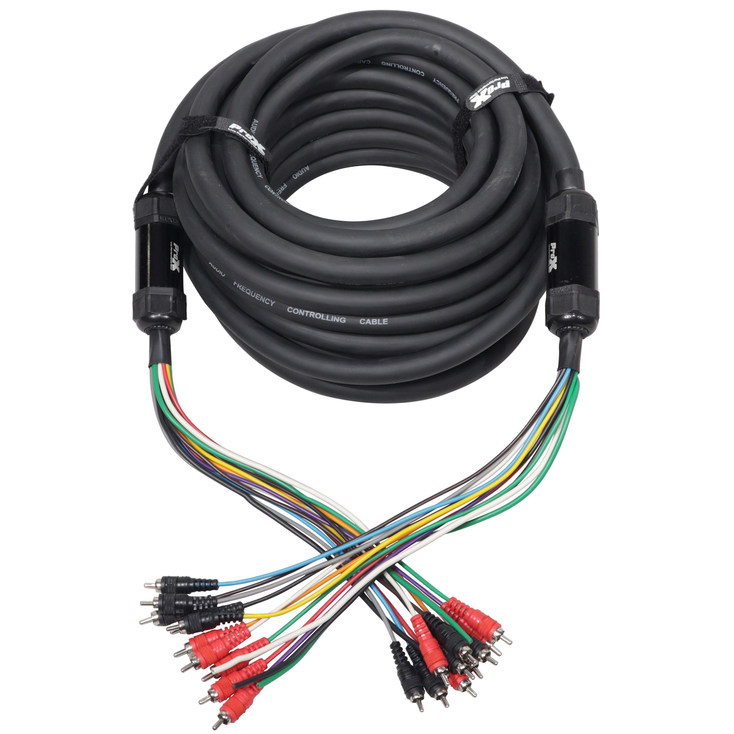 100' ft 10 RCA Channel + 3 Power Cable for Marine and Car Audio - Medusa Style Cable