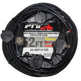 52' Ft. Male NEMA 120VAC to 9-Outet Female Edison 12/3AWG Power Extension Cable