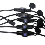 32' Ft. Male NEMA 110VAC to 6-Outet Female Edison 14/3AWG Power Extension Cable