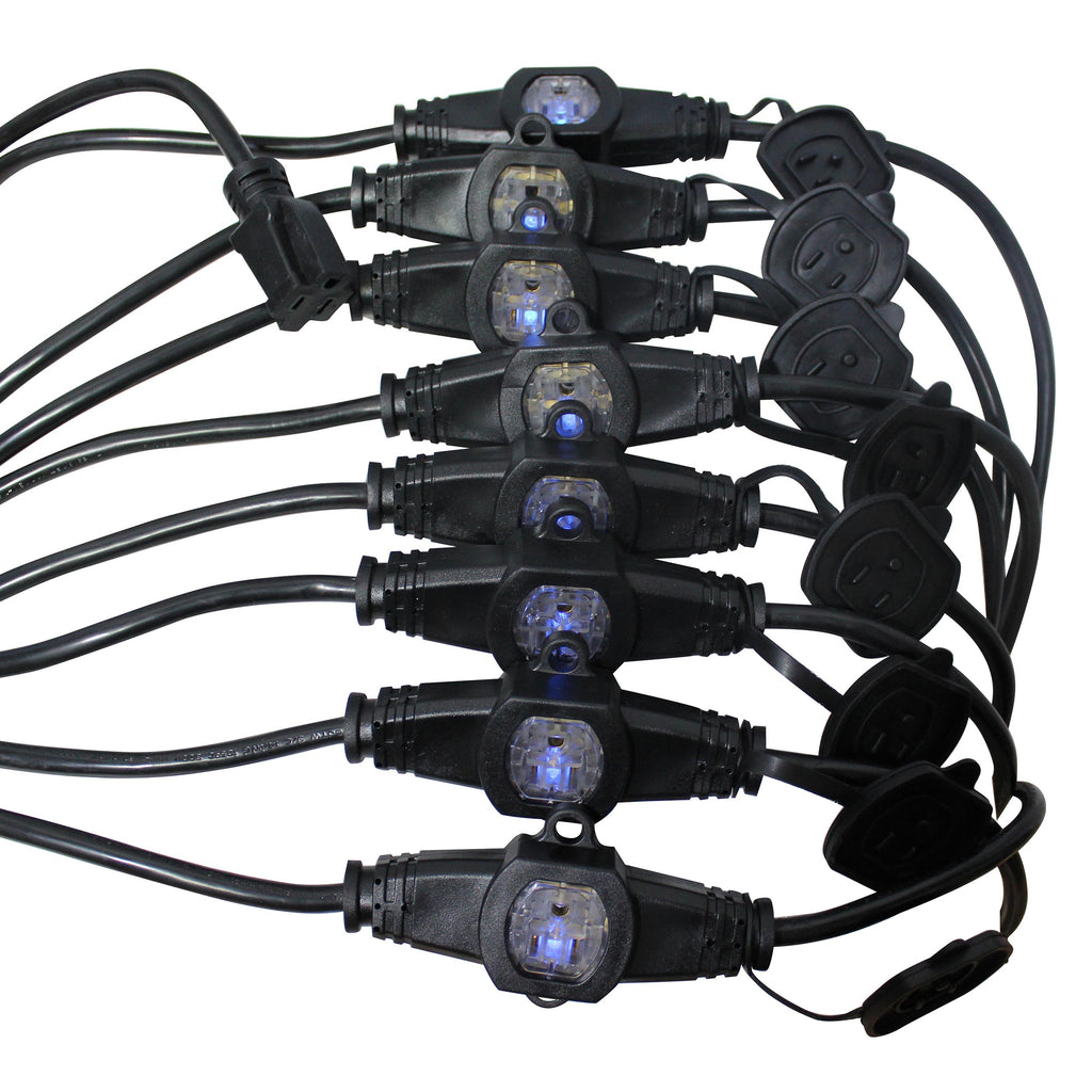 52' Ft. Male NEMA 120VAC to 9-Outet Female Edison 14/3AWG Power Extension Cable